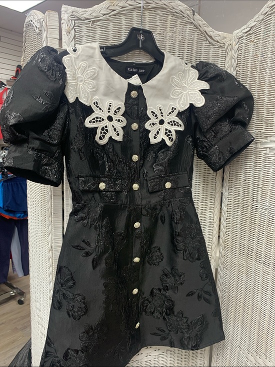 Sister Jane Dresses & Skirts - Sister Jane Black Floral Jacquard Dress with White Appliqué Collar
